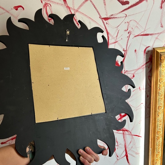 Vintage 90s Celestial Sun and Moon Wall Mirror Decor - Black and Gold 23.5" - Picture 13 of 15